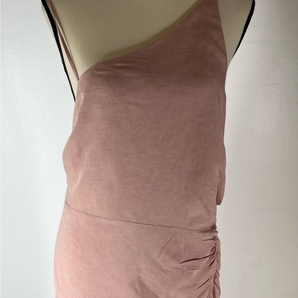 BY ANTHROPOLOGIE RUCHED ASYMMETRICAL MIDI DRESS PINK COLOR SIZE 14 NWT - Picture 6 of 13